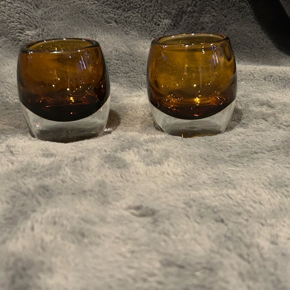 Crate&Barrel Amber Glass Diva Votive Candle Holders